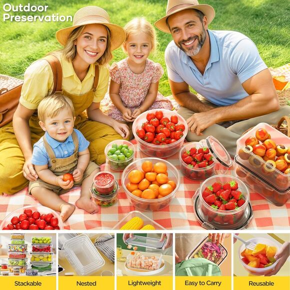 52 PCS Food Storage Containers with Lids Airtight Reusable Plastic Leakproof - Picture 7 of 7